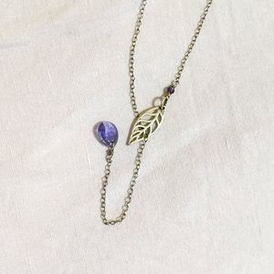 Purple Swarovski Crystal Leaf Necklace